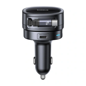 Ładowarka samochodowa Baseus PrimeTrip VR1 60W USB-A USB-C ze zwijanym kablem USB-C - czarna