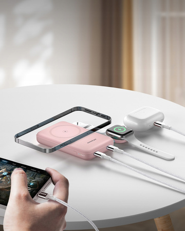 INNOSTYLE POWERDUO 2W1 SZYBKI POWERBANK INDUKCYJNY DO MAGSAFE WATCH 10000MAH RÓŻOWY