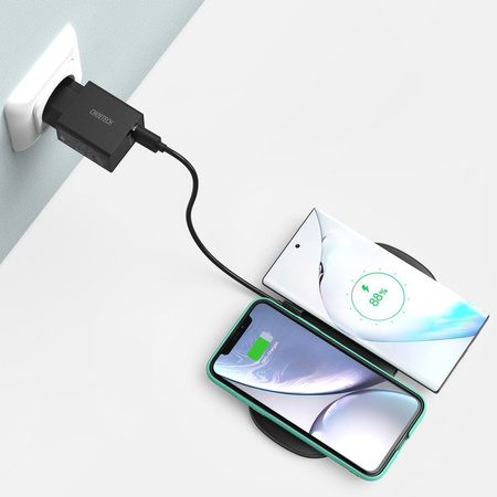 Choetech 2w1 ładowarka bezprzewodowa Qi do telefonu / słuchawek Airpods 2 z 5 cewkami ładującymi 10W czarny (T535-S (H))