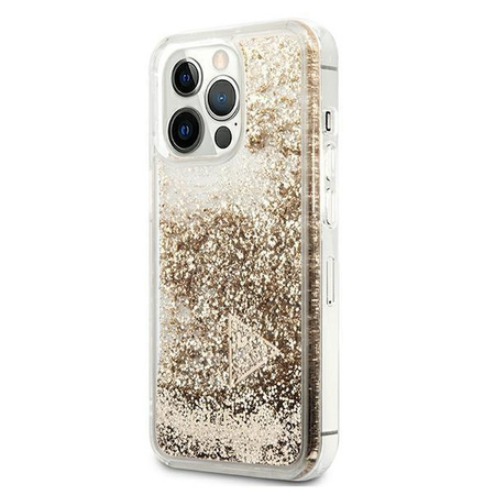 Guess GUOHCP13XGLHFLGO iPhone 13 Pro Max 6,7" gold/złoty hardcase Glitter Charms
