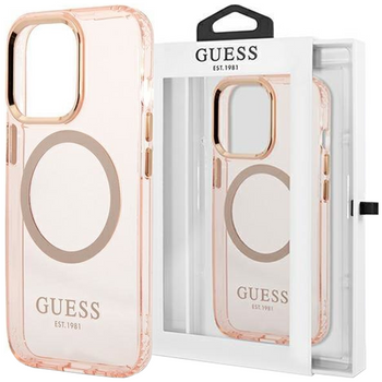 Guess GUHMP13MHTCMP iPhone 13 6,1" różowy/pink hard case Gold Outline Translucent MagSafe