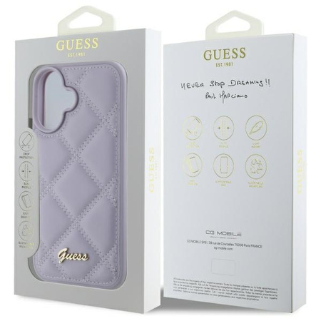 GUESS ETUI HARD CASE DO IPHONE 16 6.1 QUILED METAL LOGO DO IPHONE 16 Z LOGO