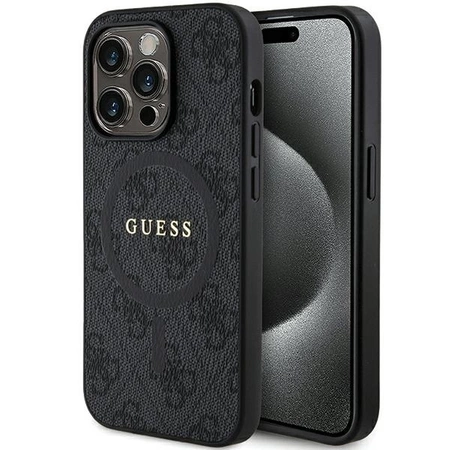 Etui Guess 4G Collection Leather Metal Logo MagSafe na iPhone 14 Pro - czarne