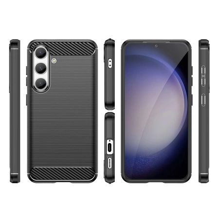 Etui Carbon Case do Samsung Galaxy S24 elastyczny silikonowy karbonowy pokrowiec - czarny