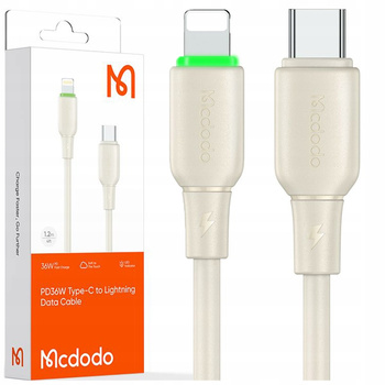 MCDODO ŁADOWARKA KABEL USB-C LIGHTNING SZYBKIEGO ŁADOWANIA DO IPHONE 1M LED