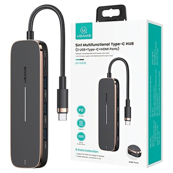 USAMS ADAPTER HUB 3XUSB USB-C HDMI DO MACBOOKA TELEFONÓW SZYBKIE ŁADOWANIE