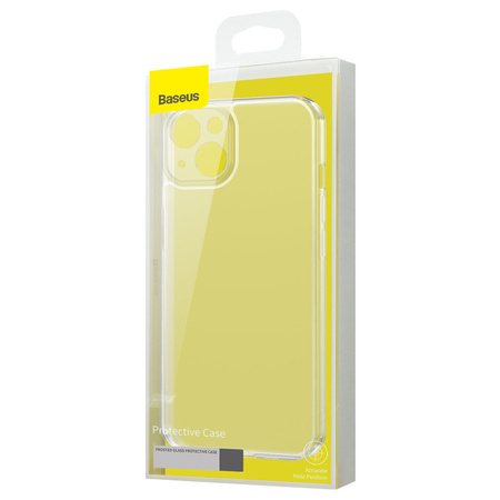 Baseus Frosted Glass Case etui pokrowiec do iPhone 13 sztywna obudowa z żelową ramką przezroczysty (ARWS000602)