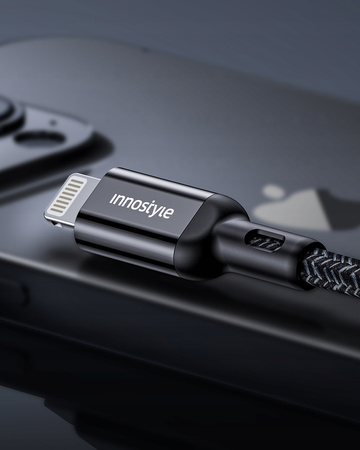 INNOSTYLE POWERFLEX KABEL USB-C LIGHTNING MFI SZYBKIEGO ŁADOWANIA DO IPHONE KEVLAR 2M NIEBIESKI