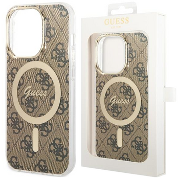 Etui Guess GUHMP14LH4STW na iPhone 14 Pro - brązowe 4G MagSafe