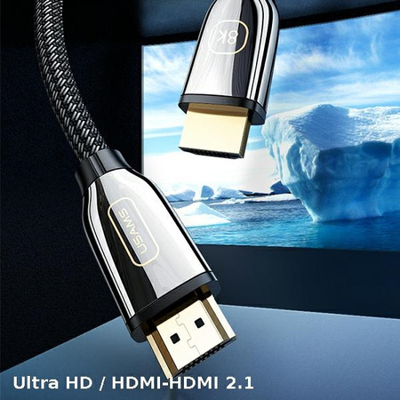 USAMS KABEL HDMI 3M 2.1 DO PS4 XBOX MONITOR 8K UHD SZYBKA TRANSMISJA DANYCH