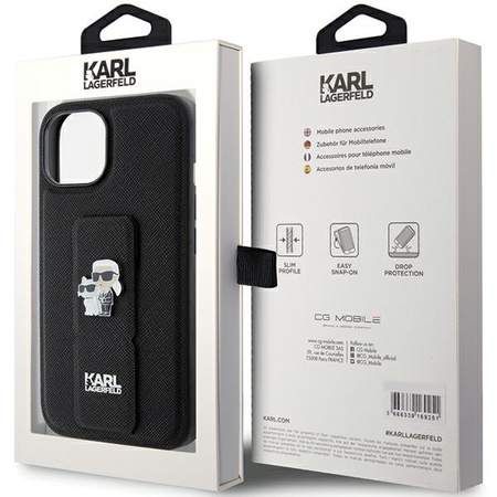 KARL LAGERFELD ETUI DO IPHONE 15 6,1 GRIPSTAND SAFFIANO KARL&CHOUPETTE PINS