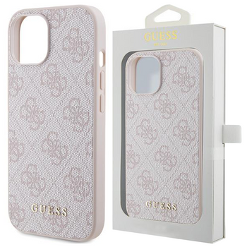 Etui Guess 4G Metal Gold Logo na iPhone 15 - różowe