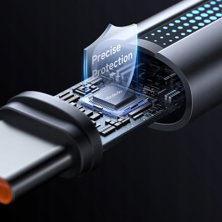 MCDODO KABEL USB-C SZYBKIE ŁADOWANIE DO SAMSUNG XIAOMI TYP C 6A 100W 1M LED