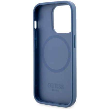 Etui Guess GUHMP14LP4RPSB na iPhone 14 Pro - niebieskie 4G Printed Stripes MagSafe