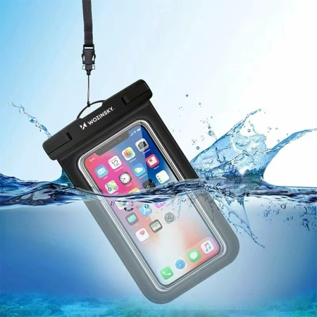 Etui Wozinsky WWE-01 wodoodporne z opaską do telefonu armband PVC - czarne