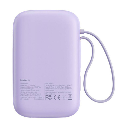 BASEUS POWERBANK 10000MAH 30W DO TELEFONÓW ANDROID IPHONE Z PODWÓJNYM USB-C