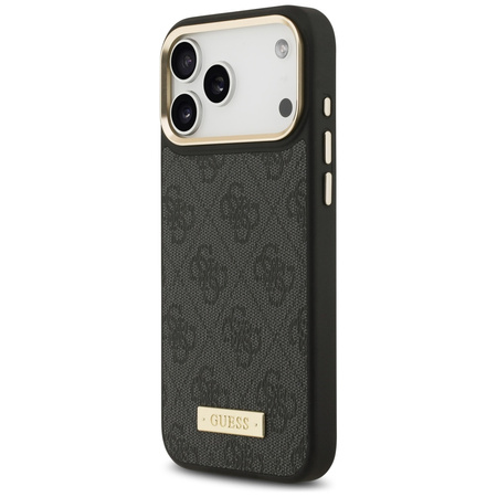 Etui Guess 4G Logo Plate MagSafe do iPhone 17 Pro Max czarny