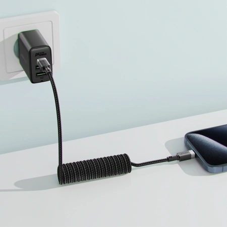 ACEFAST KABEL USB-A DO USB-C SPRĘŻYNOWY 480Mb/s 3A 1.2M DO TELEFONÓW XIAOMI