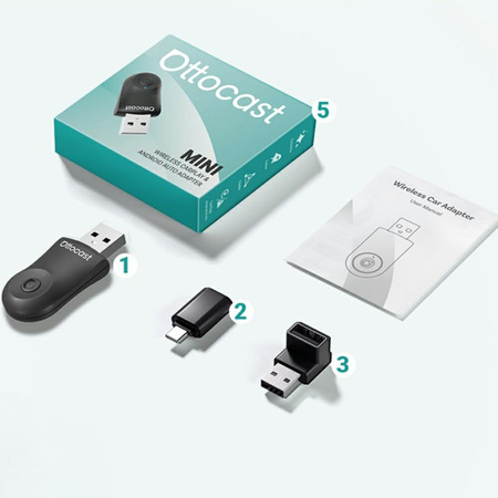 Adapter samochodowy Ottocast CA505-T Mini CarPlay Bluetooth czarny
