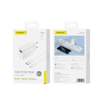 FONENG ładowarka sieciowa EU64 18W 1xUSB QC3.0 + kabel Micro Biały