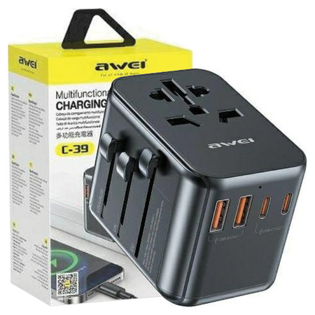 AWEI ŁADOWARKA UNIVERSAL TRAVEL 2XUSB 3XUSB-C DO TELEFONÓW IPHONE 11 12 13