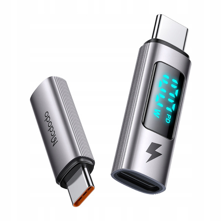 MCDODO ADAPTER PRZEJŚCIÓWKA USB-C USB TYP C SZYBKIE ŁADOWANIE 100W MIERNIK