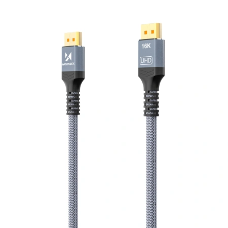 Kabel Wozinsky WPS-16AYL1S DisplayPort 2.1 Certyfikowany VESA 80 Gb/s 16K@60Hz 8K@120Hz 4K@240Hz HDR HDCP DSC 1m - czarny