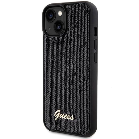 Etui Guess Sequin Script Metal na iPhone 14 / 15 / 13 - czarne