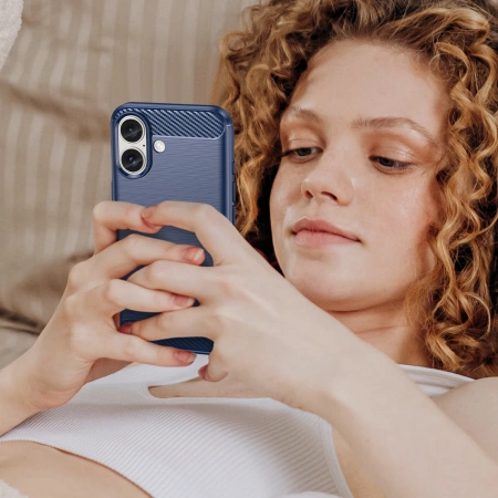 HURTEL ETUI SILIKONOWE CARBON CASE DO IPHONE 16 PLUS OCHRONA EKRANU I