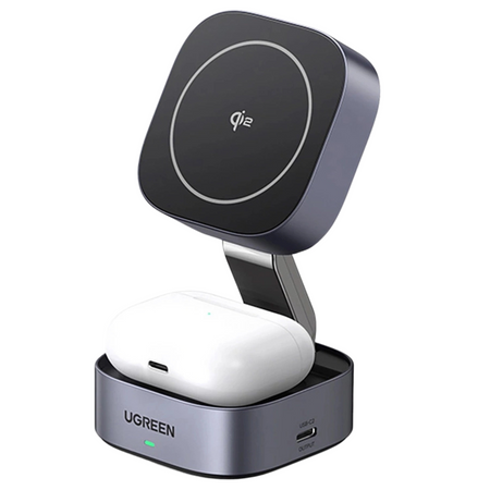UGREEN ŁADOWARKA INDUKCYJNA QI2 2W1 DO IPHONE 15W AIRPODS SZYBKIE ŁADOWANIE