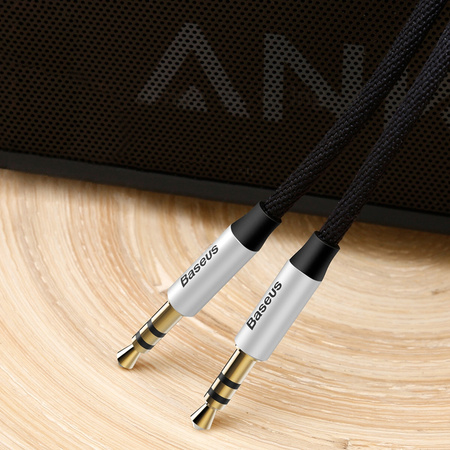 Baseus Yiven M30 kabel audio stereo AUX 3,5 mm męski mini jack 1m srebrno-czarny (CAM30-BS1)