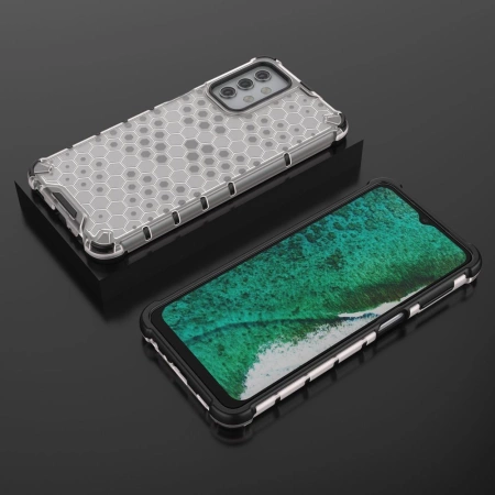 HURTEL ETUI HONEYCOMB DO SAMSUNG GALAXY A32 5G Z ŻELOWĄ RAMKĄ PRZEZROCZYSTE