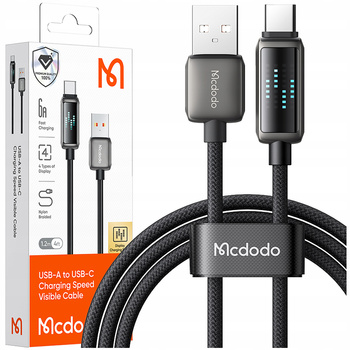 MCDODO KABEL USB-C SZYBKIE ŁADOWANIE DO SAMSUNG XIAOMI TYP C 6A 100W 1M LED