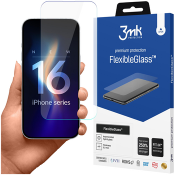3MK SZKŁO HIBRYDOWE FLEXIBLE GLASS DO IPHONE 16 OCHRONA EKRANU Z WYSOKĄ