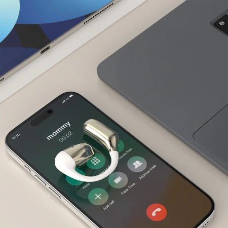 Słuchawka zauszna Dudao U4Pro Bluetooth uniwersalna do obu uszu - beżowo-złota