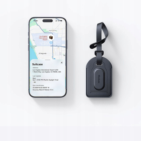 MCDODO LOKALIZATOR GPS DO BAGAŻU TORBY PLECAKA DO APPLE FIND MY CZARNY