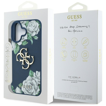 GUESS ETUI CASE GRINED ROSES DO IPHONE 16 4G LOGO WYSOKIEJ OCHRONY