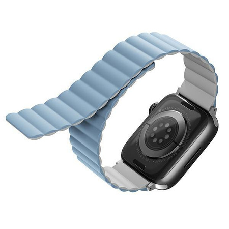 Etui Uniq pasek Revix na Apple Watch 1/2/3/4/5/6/7/8/SE/SE2/Ultra 42/44/45/49mm. Reversible Magnetic biały-niebieski/white-blue