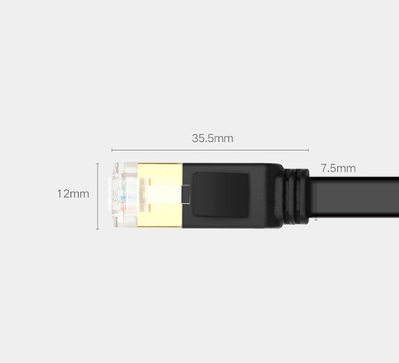 Ugreen kabel sieciowy internetowy Ethernet patchcord U/FTP Cat. 7 10Gb/s płaski 0.5m czarny (NW106)