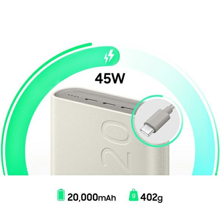 Powerbank Samsung EB-P4520XU 20000 mAh45W 3xUSB-C beżowy/beige