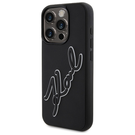 KARL LAGERFELD CASE HARDCASE 3D DO IPHONE 15 PRO MAX 6.7 RUBBER SIGNATURE