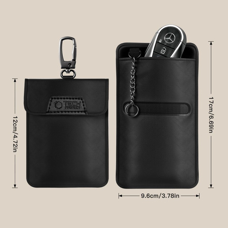 KLATKA FARADAYA TECH-PROTECT KLR400 POUCH KEYLESS RFID SIGNAL BLOCKER CASE BLACK/BLACK