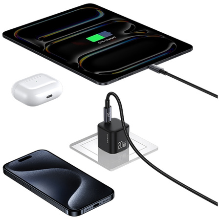 USAMS ŁADOWARKA SIECIOWA ADAPTER USB-C DO APPLE IPHONE IPAD 20W Z KABLEM