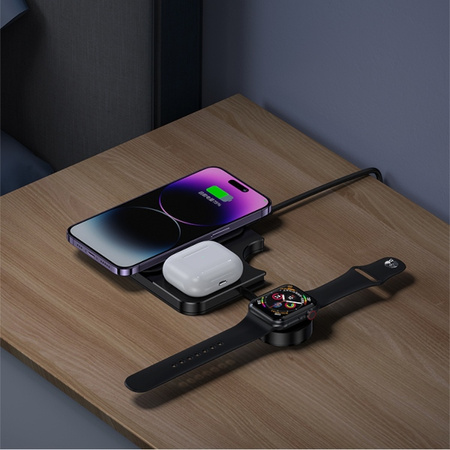 USAMS ŁADOWARKA INDUKCYJNA 3W1 DO MAGSAFE TELEFONÓW SZYBKIE ŁADOWANIE 15W