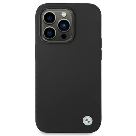 Etui BMW BMHCP14LSILBK na iPhone 14 Pro - czarne Silicone Metal Logo