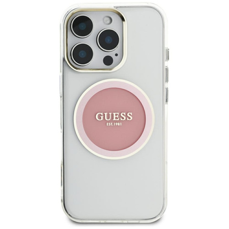 GUESS ETUI MAGNETYCZNE DO IPHONE 16 PRO MAX LOGO METALOWE KOŁO DO MAGSAFE