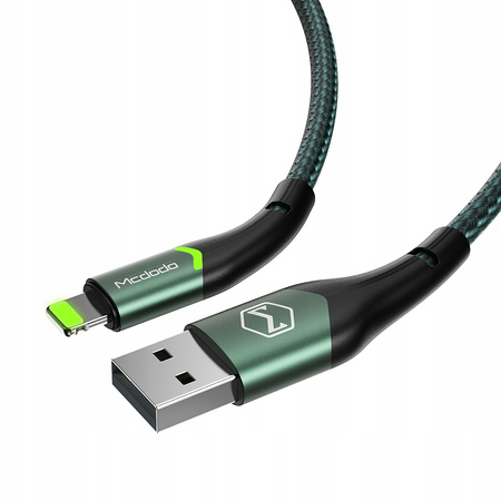 MCDODO KABEL USB LIGHTNING SZYBKIEGO ŁADOWANIA 36W DO IPHONE 13 14 1M LED ZIELONY