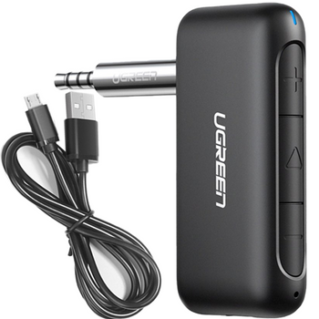 Ugreen odbiornik dźwięku Bluetooth 5.0 audio AUX mini jack do samochodu czarny (70303)