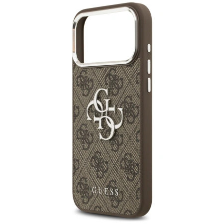 Etui Guess 4G Big 4G Classic Logo na iPhone 17 Pro Max brązowy - srebrne