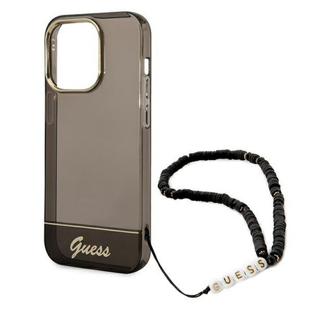 Guess GUHCP14LHGCOHK iPhone 14 Pro 6,1" czarny/black hardcase Translucent Pearl Strap